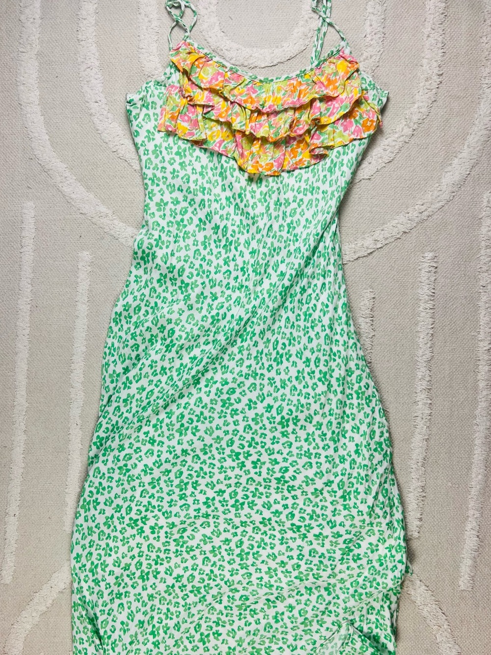 RIXO for Target Slip Dress Sleeveless Ruffle Green Animal Print– Size Large